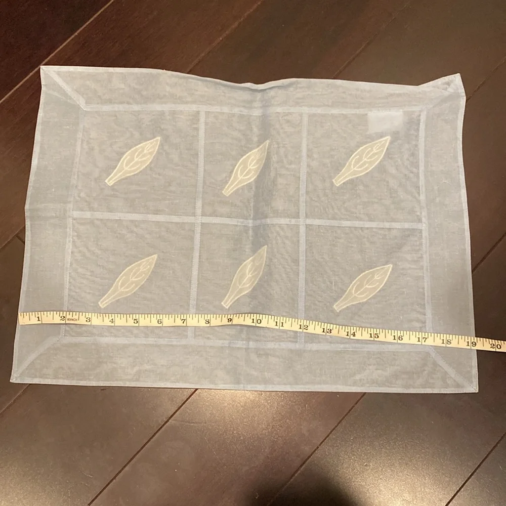 Crate&Barrel Floating Leaves light blue placemats